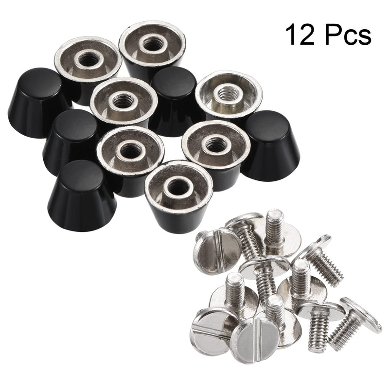 uxcell 10x7mm Rivet Studs Screw Back Flat Hollow Feet Stud Spike for Leather Craft DIY Bright Black 12pcs - NewNest Australia