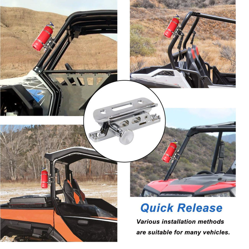 KOLEMO Quick Release Adjustable Roll Bar Fire Extinguisher Holder Mount with 8 Clamps for Jeep Wrangler UTV Polaris RZR Ranger Camper Van with Pillar Universal Vehicle Home and Office,Chrome Chrome - NewNest Australia
