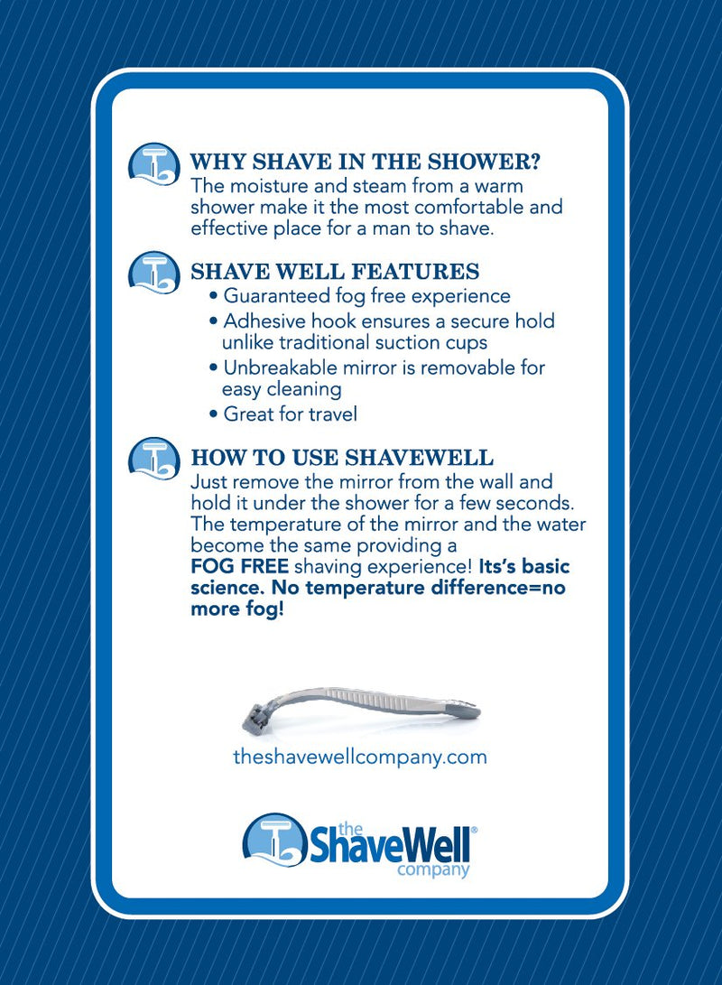 NewNest Australia - The Shave Well Company Deluxe Anti-Fog Shower Mirror | Fogless Bathroom Shaving Mirror | 33% Larger Than Original | Long-Lasting Removable Adhesive Hook Shave Well Deluxe Mirror 