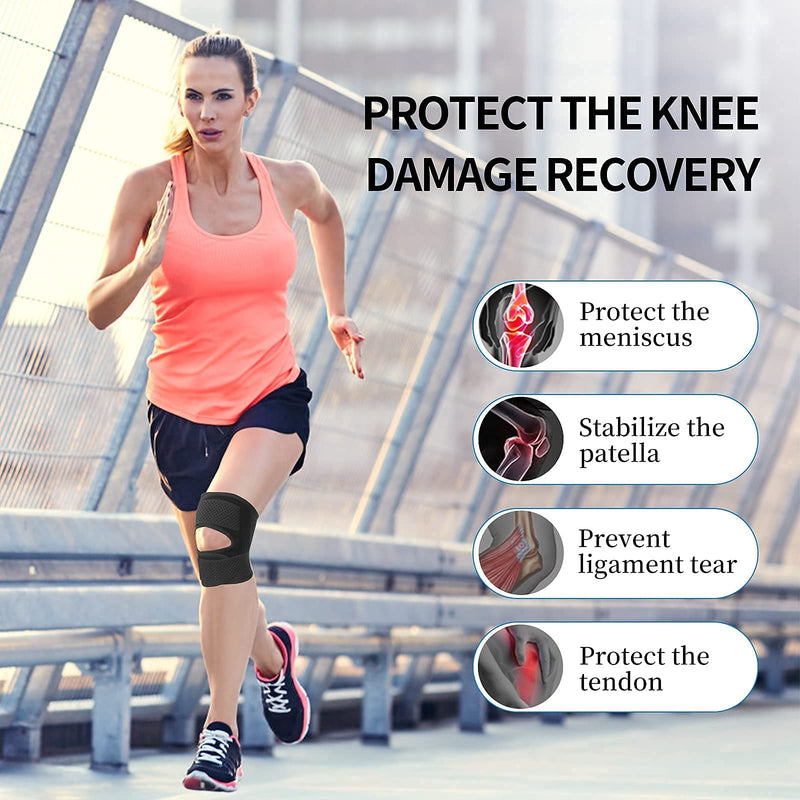 Galvaran Knee Brace with Side Stabilizers Relieve Meniscal Tear Knee Pain ACL MCL Arthritis,Joint Pain Relief, Breathable Adjustable Knee Support Suitable for Men and Women with Sports Injuries Small Black S(Left) - NewNest Australia