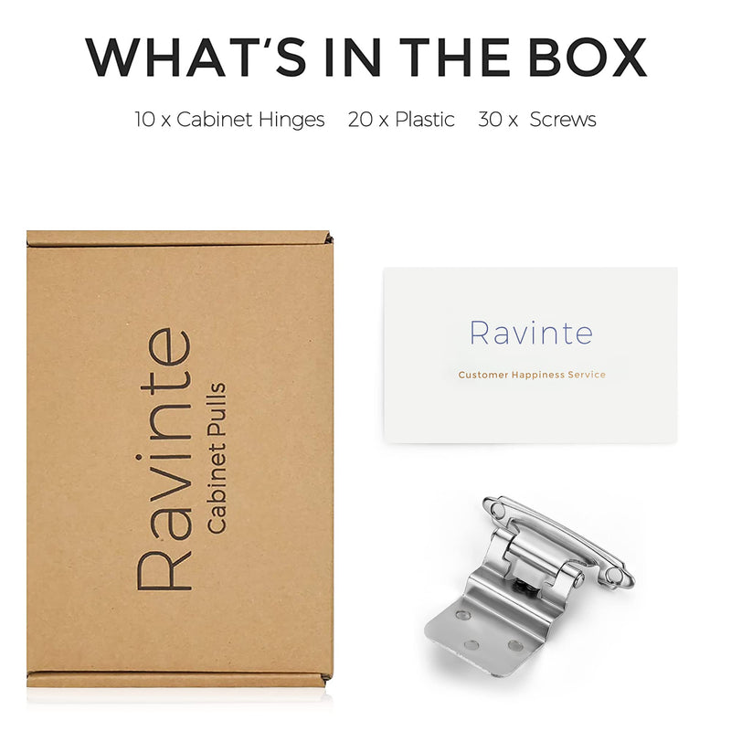 Ravinte 10 Packs (5 Pairs) 3/8" Inset Satin Nickel Cabinet Hinge,Self Closing Hinges for Kitchen/Bathroom/Furniture Cabinets & Doors,Decorative Cabinet Hardware Kitchen Cabinet Hinges with Door Bumper - NewNest Australia