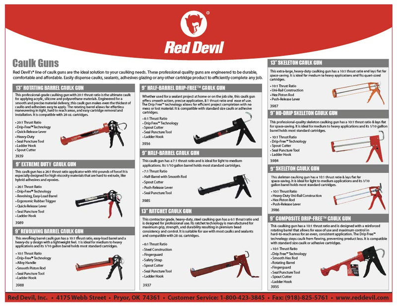 Red Devil 3986 Skeleton Caulk Gun Thrust Ratio 10:1 - NewNest Australia