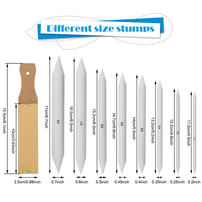 Sketch Drawing Tools, AGPTEK 16 Blending Stumps Set with 2 Sandpaper Pencil Sharpeners, 1 Pencil Extension Tool, 2 Erasers & 1 Felt Bag for Student Sketch Drawing Accessories - NewNest Australia