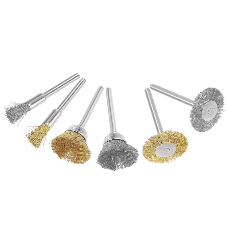 uxcell Wire Brushes Wheels Stainless Steel and Brass Pen-Shape Bowl-Shape T-Shape Kit Accessories for Rotary Tools 44pcs - NewNest Australia