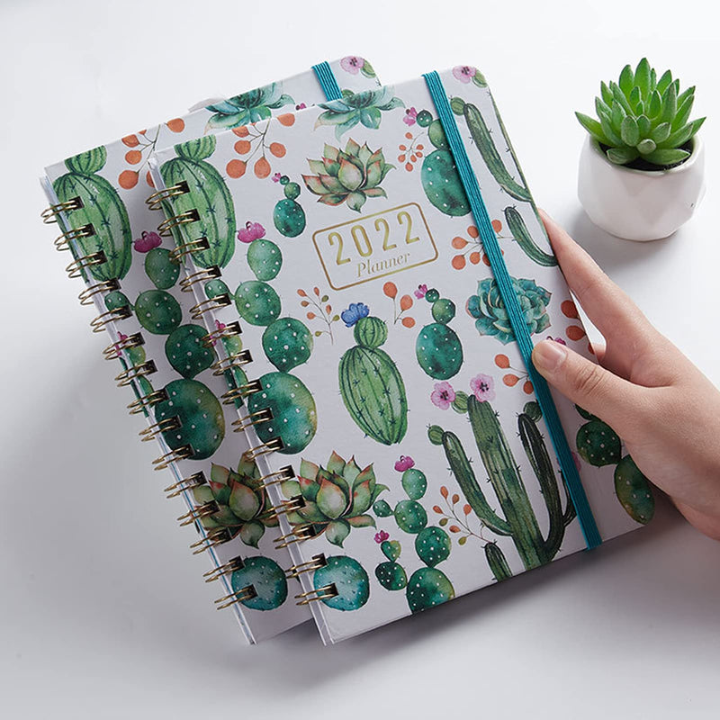 2022 Notebook Planner,Calendar Journal,Daily Weekly Monthly Schedule Organizer,5.8”×8.6”-A5,Faux Leather Hardcover,Strong Twin-Wire Binding with Premium Paper.Perfect for School,Office & Home. (Cactus) Cactus - NewNest Australia