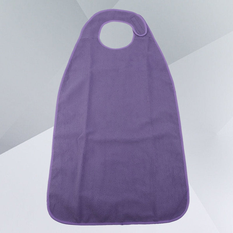 Healifty Adult Bib Waterproof Washable Mealtime Protector Apron Food Protection Terry Cloth with Magic Tape for Adult Elderly People (Purple) - NewNest Australia