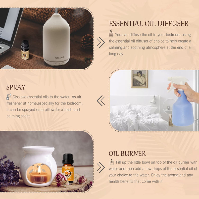 Salking Autumn Essential Oils Set, 6 X 10 Ml 100% Organic Aromatherapy Fragrance Oil Gift Set For Diffuser, Humidifier, Massage, Pumpkin Spice, Vanilla, Wild Pine, Cider, Cinnamon, Cinnamon Biscuits - NewNest Australia