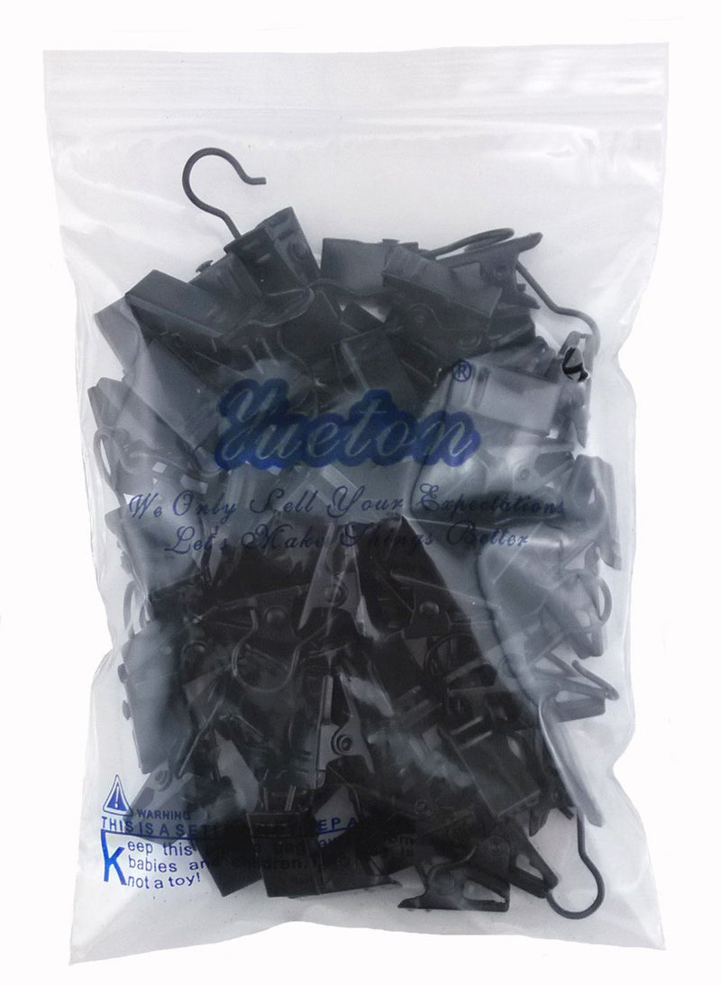 NewNest Australia - yueton 60pcs Black Metal Hook Clips Hanging Curtain Clip Hanger 
