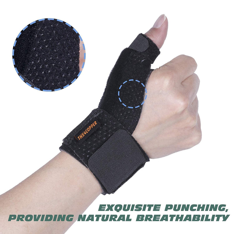 Thx4COPPER Compression Reversible Thumb & Wrist Stabilizer Splint for BlackBerry Thumb, Trigger Finger, Pain Relief, Arthritis, Tendonitis, Sprained, Carpal Tunnel, Stable, Breathable，S/M S-M - NewNest Australia