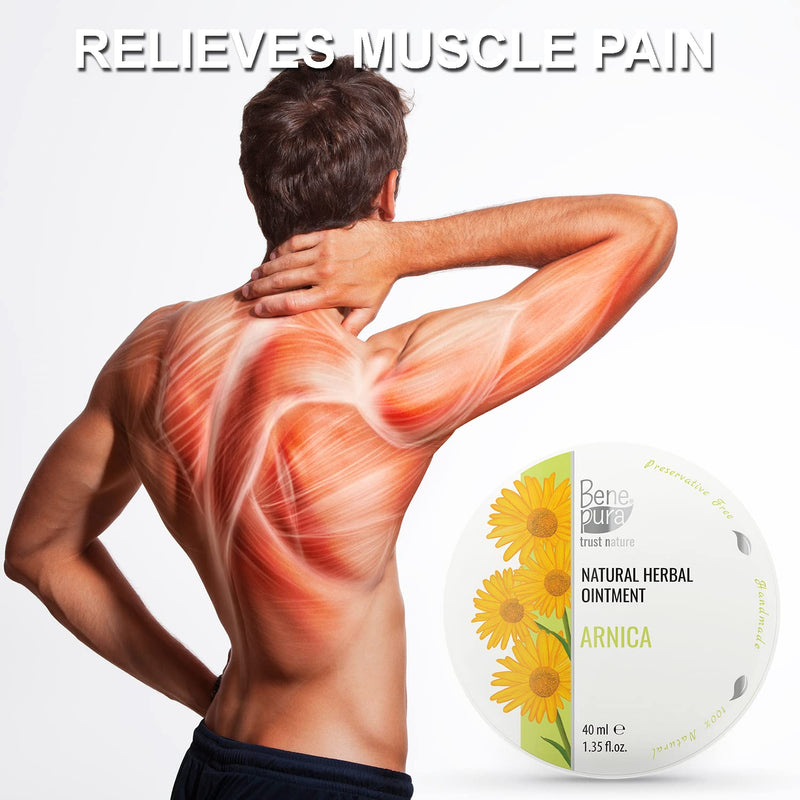 BenePura Arnica Ointment for Muscle Pain Relief - Natural Arnica Cream for Bruising and Swelling - Back Pain Relief, Knee Pain Relief, Joint Pain Relief - Bruise Cream Muscle Rub - 40 ml - NewNest Australia