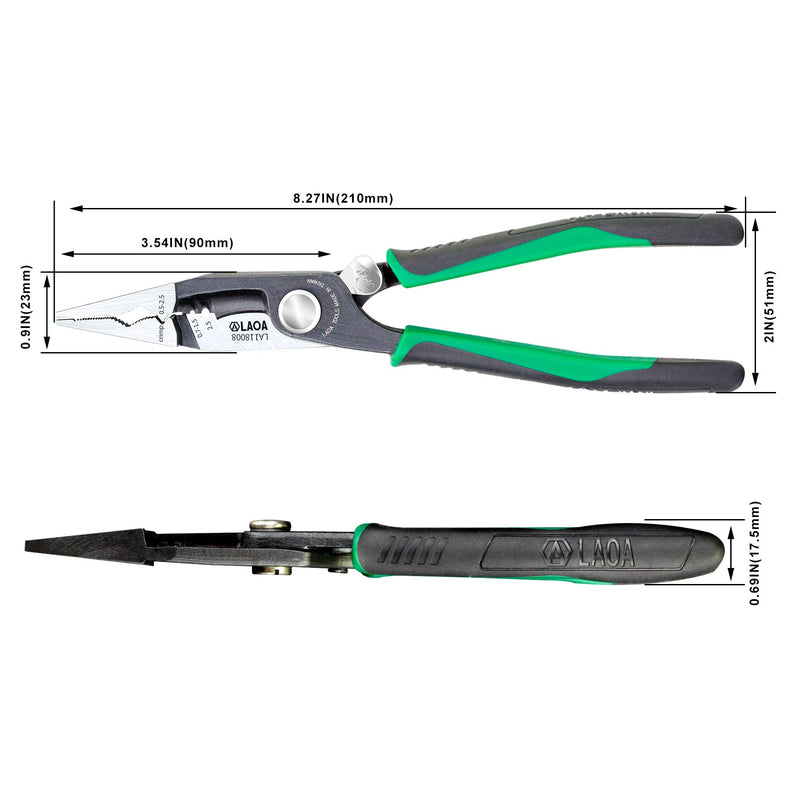 LAOA Needle-nose Pliers with stripper,wire cutter 8-Inch 6 in 1 Multi function 118008 - NewNest Australia