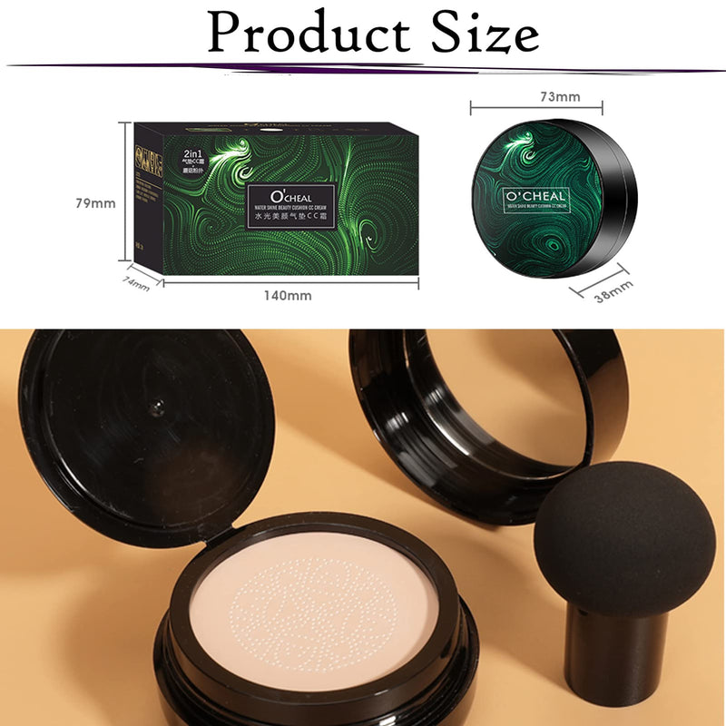 Mushroom Head Air Cushion CC Cream Foundation Nude Makeup Moisturizing Brightening Pigment CC Liquid Foundation, Even Skin Tone Makeup Base BB Cream (Natural) Natural - NewNest Australia