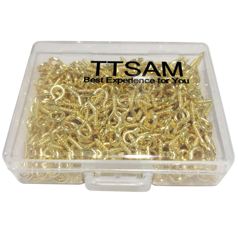 300PCS Small Screw Eye Pins,10 x 5mm Eye pins Hooks,Mini Screw Eye Pin Peg for Arts & Crafts Projects,Self Tapping Screws Hooks Ring for Cork Top Bottles & Charm Bead & DIY Jewelry Making (Gold) Gold - NewNest Australia