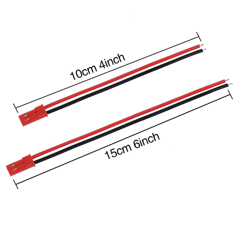 eBoot 20 Pairs 22 AWG JST Plug Connector 2 Pin Male Female Plug Connector Cable Wire for LED Lamp Strip RC Toys Battery, 4 Inch, 6 Inch - NewNest Australia