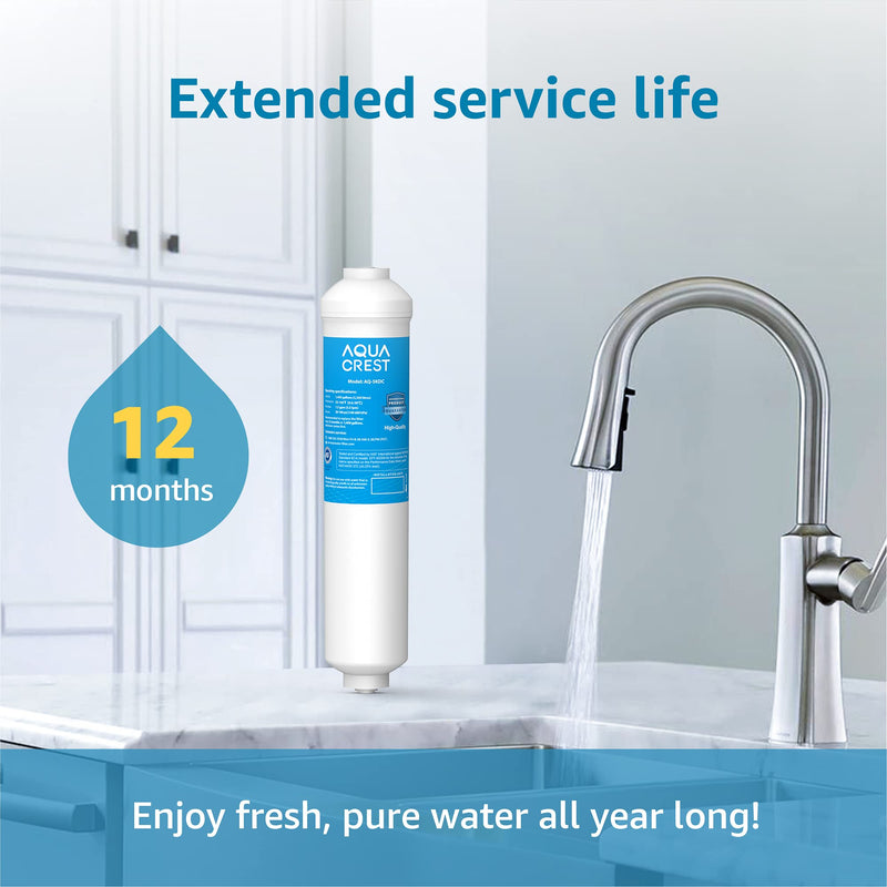 AQUACREST 5KDC Inline Water Filter for Under Sink, Refrigerator, Ice Maker, 5K Gallons Ultra High Capacity, Stainless Steel Hose Direct Connect Fittings, 0.5 Micron, Reduce Chlorine, Bad Taste, Odor - NewNest Australia