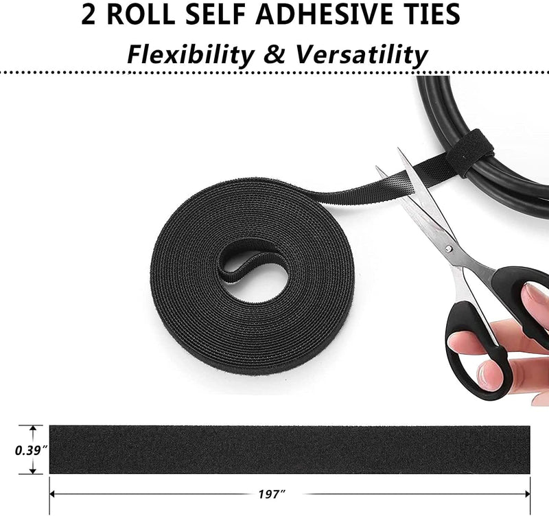 152 pcs Cord Management Organizer Kit 4 Cable Sleeve Split with 41Self Adhesive Cable Clips Holder, 10pcs and 2 Roll Self Adhesive tie and 100 Fastening Cable Ties for TV Office Home Electronics etc - NewNest Australia