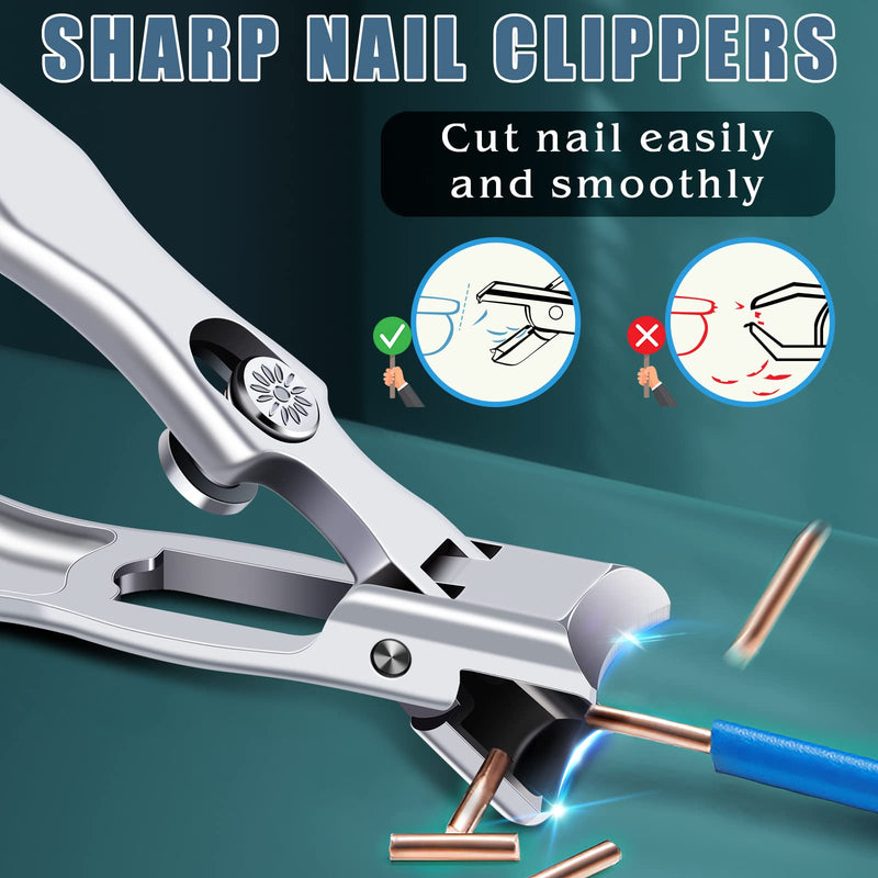 Nail Clippers - DRMODE Upgraded Wide Jaw Opening No Splash Nail Clippers for Thick Nails with Catcher,Toenail Clippers Long Handled Nail Cutter with Sharp Curved Blade for Men Senior - NewNest Australia
