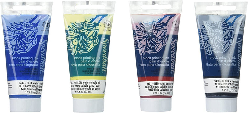 Speedball Water-Soluble Block Printing Ink Starter Set, 4-Color Set, 1.25-Ounce Tubes - NewNest Australia