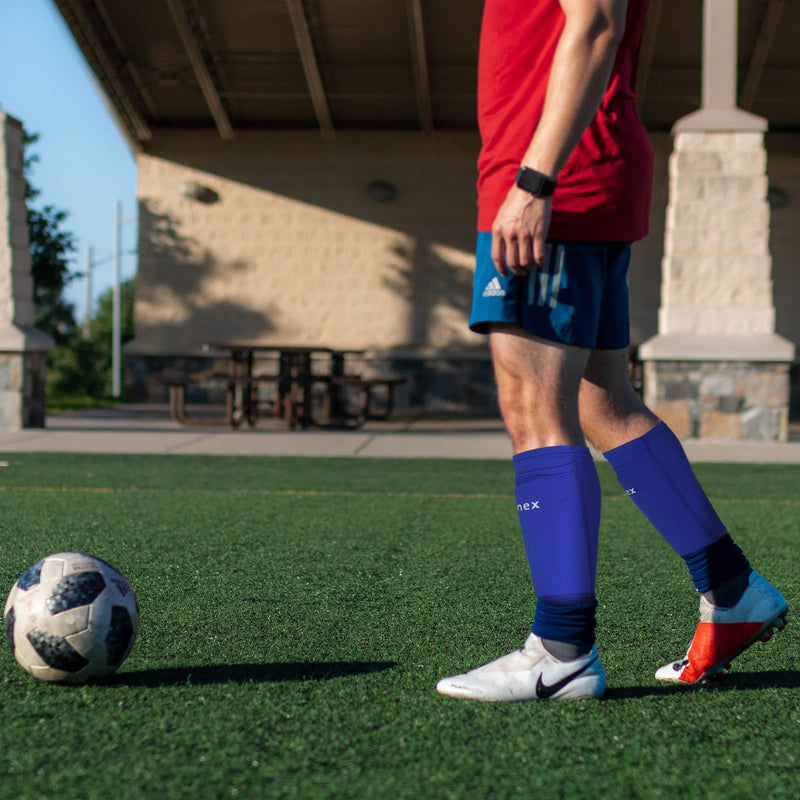 Gonex Soccer Shin Guards for Kids Adult, Youth Boys Girls Shin Guards Slip in Soccer Shin Pad Sleeves Canilleras for Football Games, EVA Cushion Protection Reduce Shocks & Injuries Blue Sleeves Small - NewNest Australia