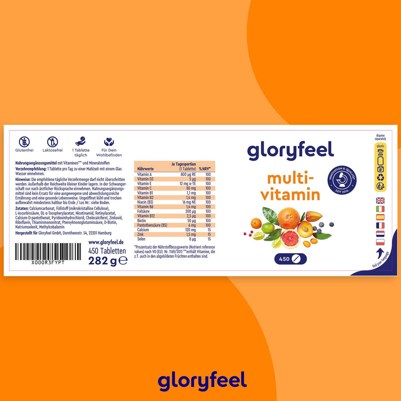 High Dose Multivitamin, 450 Tablets (15 Months), All Valuable Az Vitamins And Minerals, Supports The Immune System, Laboratory Tested Without Additives, Made In Germany - NewNest Australia