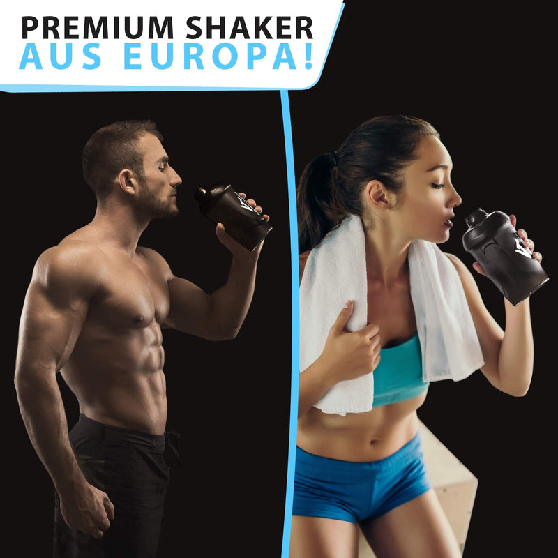 AMITYUNION Protein Shaker Deluxe 800 ml - protein leak-proof - BPA free with sieve & scale for creamy whey protein powder shakes fitness cup for isolates and sports concentrates Midnight Black - NewNest Australia