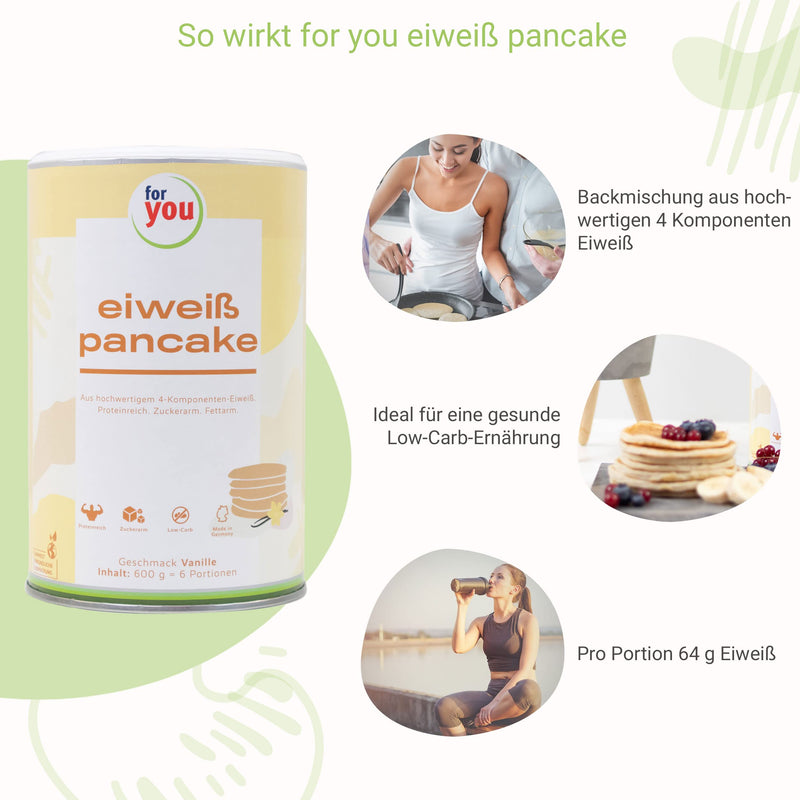 Protein Pancake Low Carb Baking Mixture I 4 Components Protein Pancake With Whey Protein Milk Protein Egg Protein Soy Protein I 600 G Protein Powder For Pancakes Vanilla 64 G Protein Per Serving - NewNest Australia