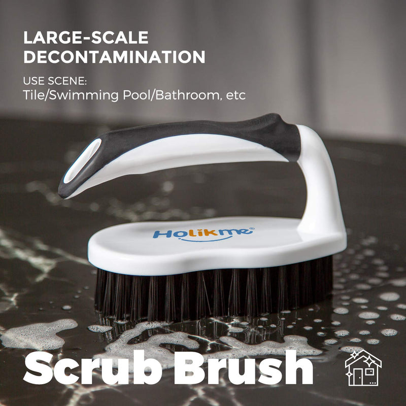 Holikme 5 pack Deep Clean Brush Set，Scrub Brush&Grout and Corner brush&Scrub pads with Scraper Tip&Scouring pads，for bathroom,Floor, Tub, Shower, Tile, Bathroom and Kitchen Surface（Black） Black - NewNest Australia