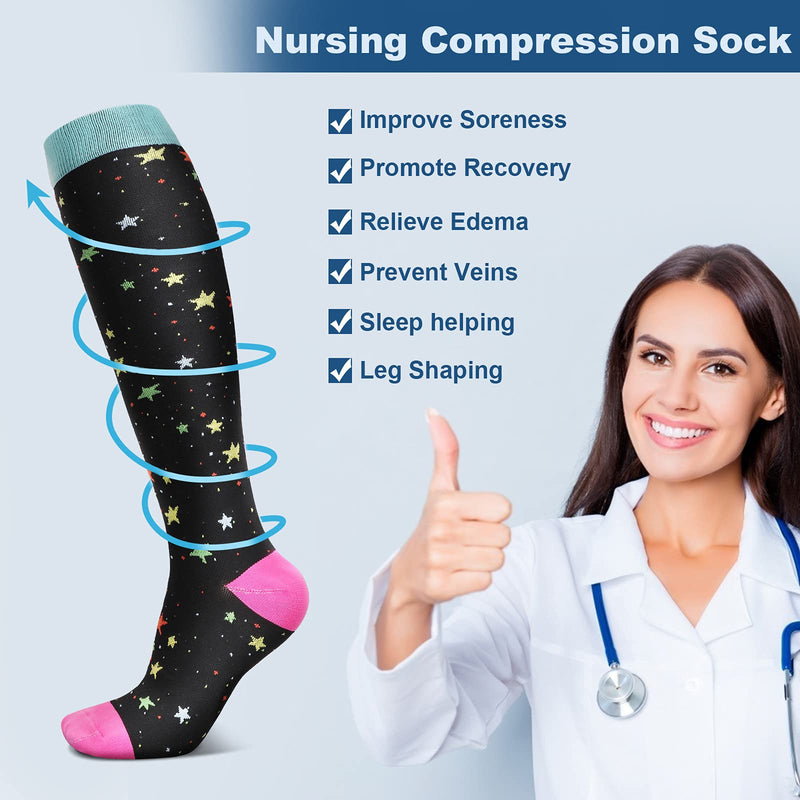 DRESHOW Compression Socks For Men & Women 3/7 Pairs is Best Support for Athletic,Running, Flight Travel,Cycling 3 Pack: Multicoloured B S-M - NewNest Australia