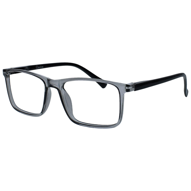 Opulize Ink 4 Pack Reading Glasses Large Black Grey Mens Womens Spring Hinges RRRR4-1177 +1.00 +1.00 Magnification Black Front Blue Arms / Grey Front Black Arms - NewNest Australia