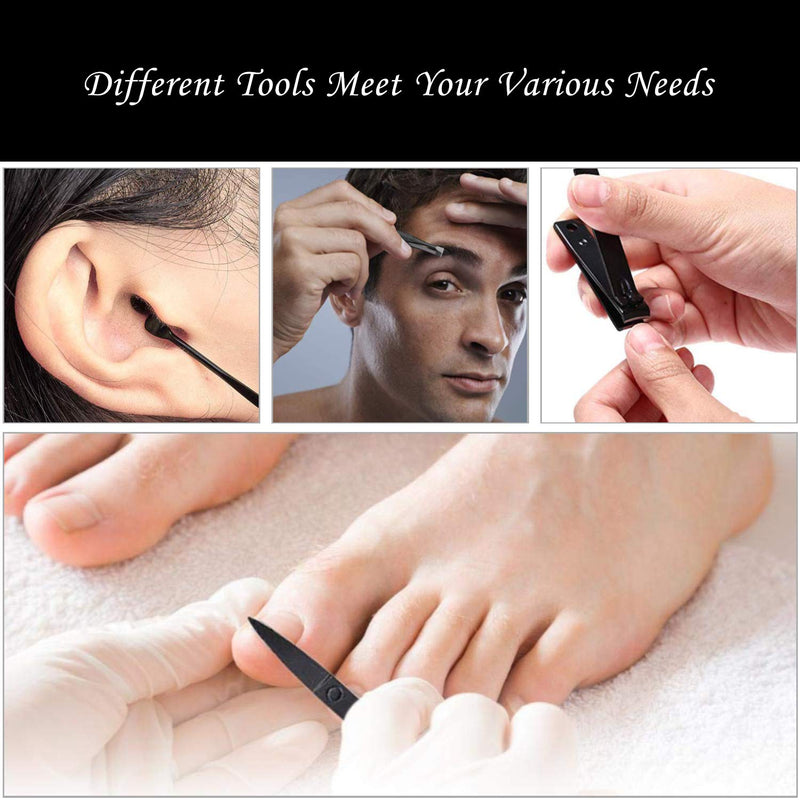 Nail Clipper Manicure Set, 7 In 1 Stainless Steel Professional Pedicure Kit Nail Scissors Grooming Kit with Black PU Leather Case for Travel & Home Use (Red Leather) red - NewNest Australia