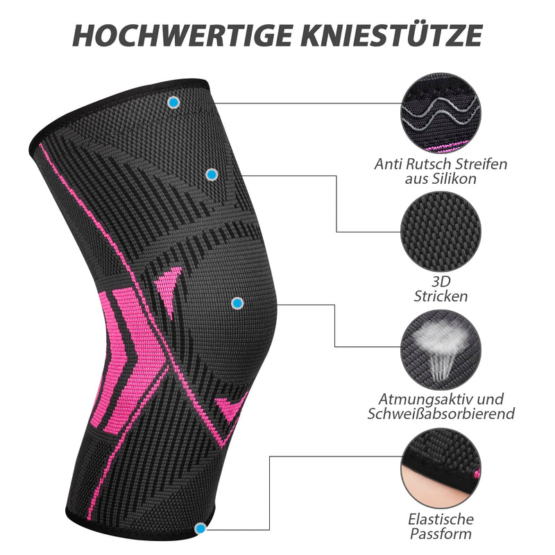 Ruilala Knee Support Compression Knee Support 1 Piece With Non-Slip Silicone Strips Elastic Knee Sleeve For Men Women For Arthritis Acl Meniscus Tear Sports Fitness Jogging (Rose Red, M) - NewNest Australia