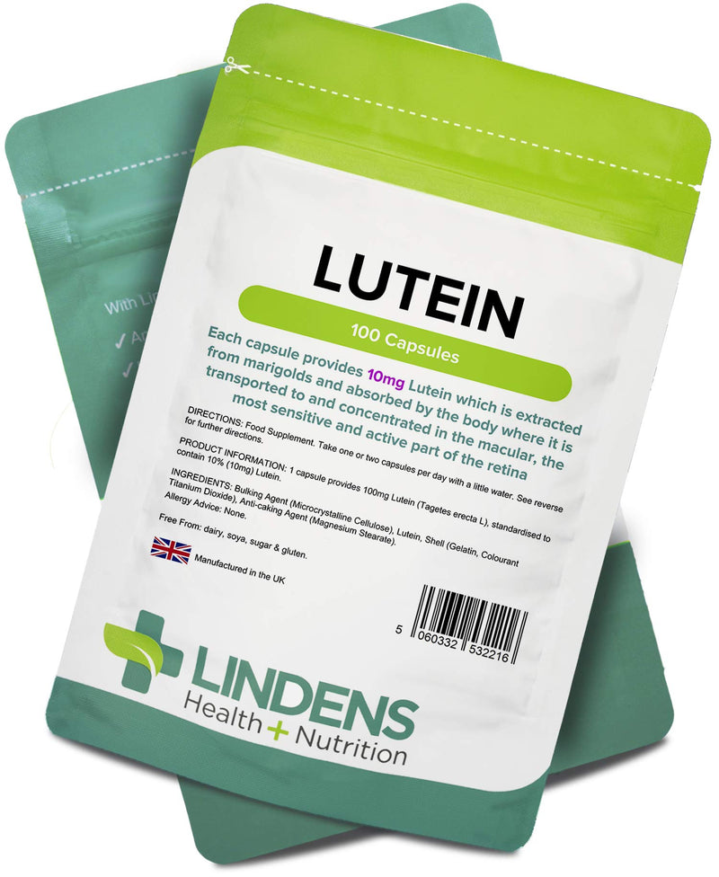 Lindens Lutein 10mg (Marigold Extract) Capsules - 100 Pack - Standardised Potent Extract & Rapid Release, Easy Swallow Capsule - UK Manufacturer, Letterbox Friendly - NewNest Australia