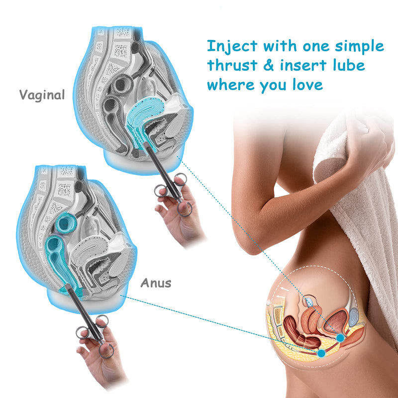 ANGCURE Lube Applicator Syringes, Lubricant Tube Shooter with Smooth Rounded Cap for Men, Women & Couples, Reusable, Easy Use & Clean [10ml Scales][Gray & Gray] - NewNest Australia