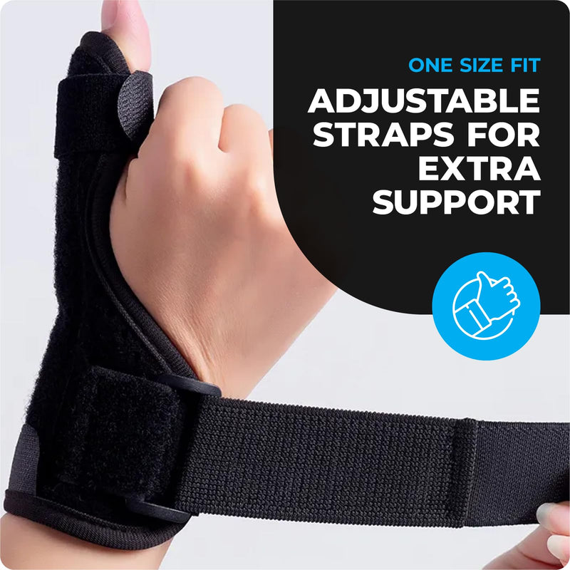 VITTO Reversible Thumb Support - Thumb Splint (Right or Left Hand) - CTS, RSI, Arthritis, Carpal Tunnel Wrist Splint - Thumb Splint with Adjustable Wrist Straps (Max Circumference 25cm) Black S / M - NewNest Australia