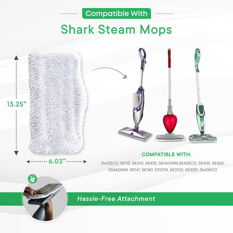 Mop Pads Fit Shark Steam Mop SK Series Compatible Model SK140 SK410 SK460 S1000 S1000A S3101 S3251 SK141 SK3102 SK3251 SK435 SK435CO S3102 S3250 Replacement Flat Microfiber Cloth Steamer Pad 4 Pack - NewNest Australia