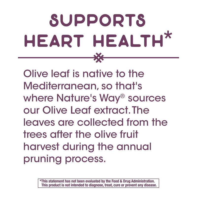 Nature's Way Olive Leaf, Premium Extract Supplement, 250 mg per serving, 60 Capsules - NewNest Australia