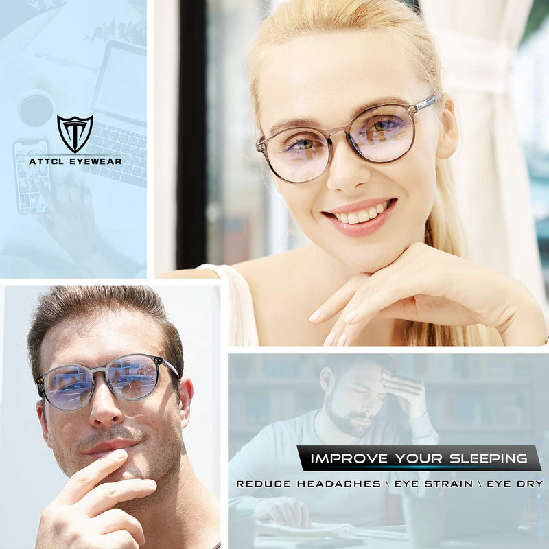 ATTCL Unisex blue light filter glasses computer glasses for blocking UV headaches [reducing eye strain] gaming glasses transparent + gray - NewNest Australia