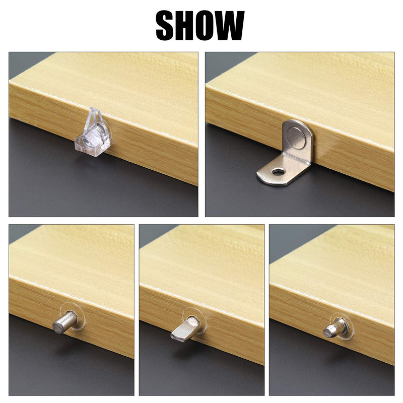 HELIFOUNER 100 Pieces 5 Styles Shelf Pins Kit, Top Quality Nickel Plated Shelf Bracket Pegs Cabinet Furniture Shelf Pins Support for Shelf Holes on Cabinets, Bookcases, Entertainment Centers - NewNest Australia