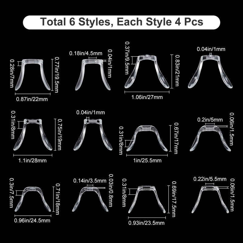 Gorgecraft 6 Styles 24 Pieces U-Shaped Glasses Nose Pads Bridge Plastic Non-Slip Soft Glasses Nose Support Holder Piece Set For Glasses Sunglasses Accessories - NewNest Australia