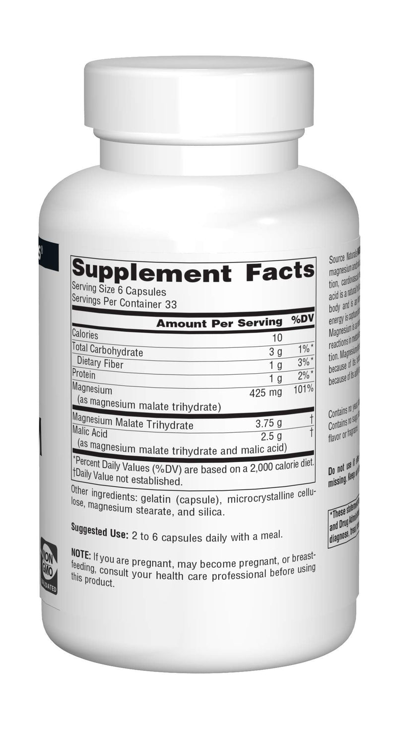Source Naturals Magnesium Malate - 3750 mg Per Serving - Essential Magnesium Malic Acid Supplement - 200 Capsules - NewNest Australia