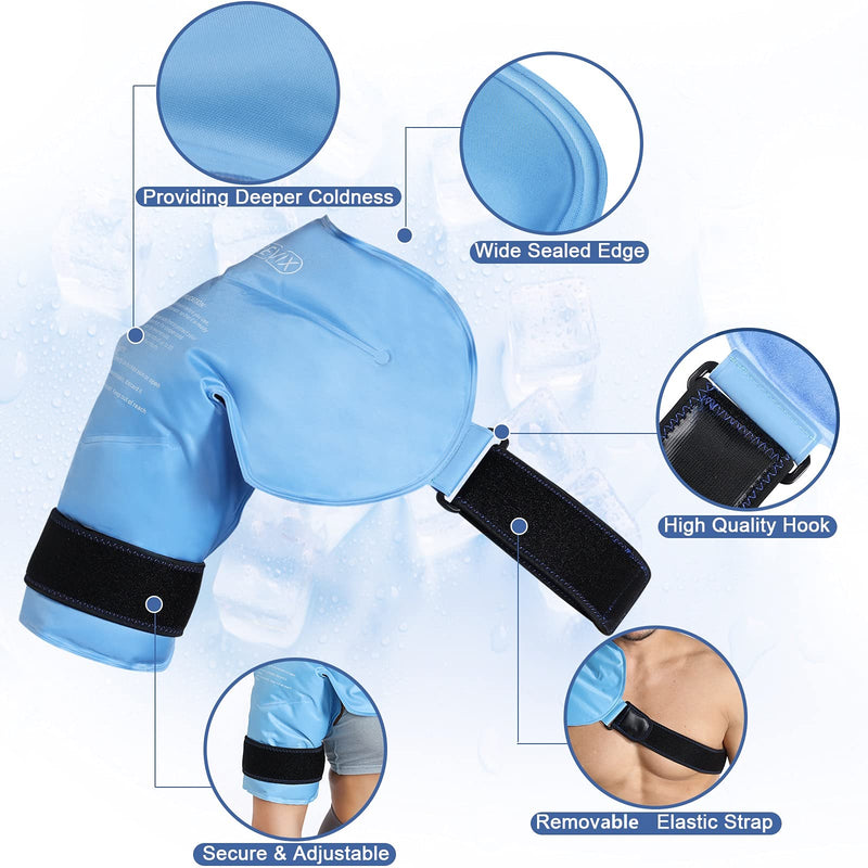 REVIX Shoulder Ice Pack Rotator Cuff Cold Therapy, Ice Packs Shoulder Wraps for Pain Relief & Tendonitis, Reusable Shoulder Cold Pack Compression Brace for Injuries, Recovery After Shoulders Surgery Blue - NewNest Australia