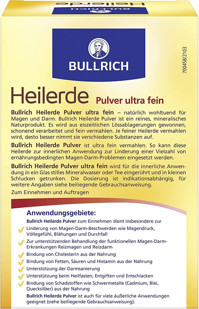 Bullrich Healing Clay Powder Ultra Fine | Relief From Gastrointestinal Complaints And Support For Intestinal Cleansing | Internal And External Use | Vegan | 500 G (Pack Of 1) - NewNest Australia