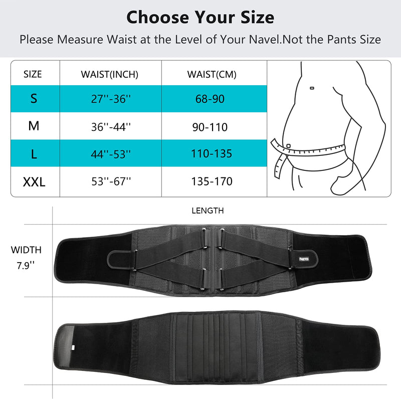 FREETOO Air Mesh Back Brace for Men Women Lower Back Pain Relief with 7 Stays, Adjustable Back Support Belt for Work , Anti-skid Lumbar Support for Sciatica Scoliosis (S(waist:27''-36''), Black) S(waist:27''-36'') 1 - NewNest Australia