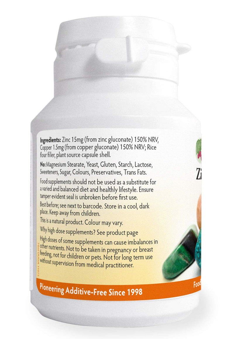 Zinc Complex 15mg 90 Capsules, Without Magnesium Stearate, Zinc contributes to The Normal Function of The Immune System & to The Maintenance of Normal Skin, Hair & Nails, Made in Wales - NewNest Australia