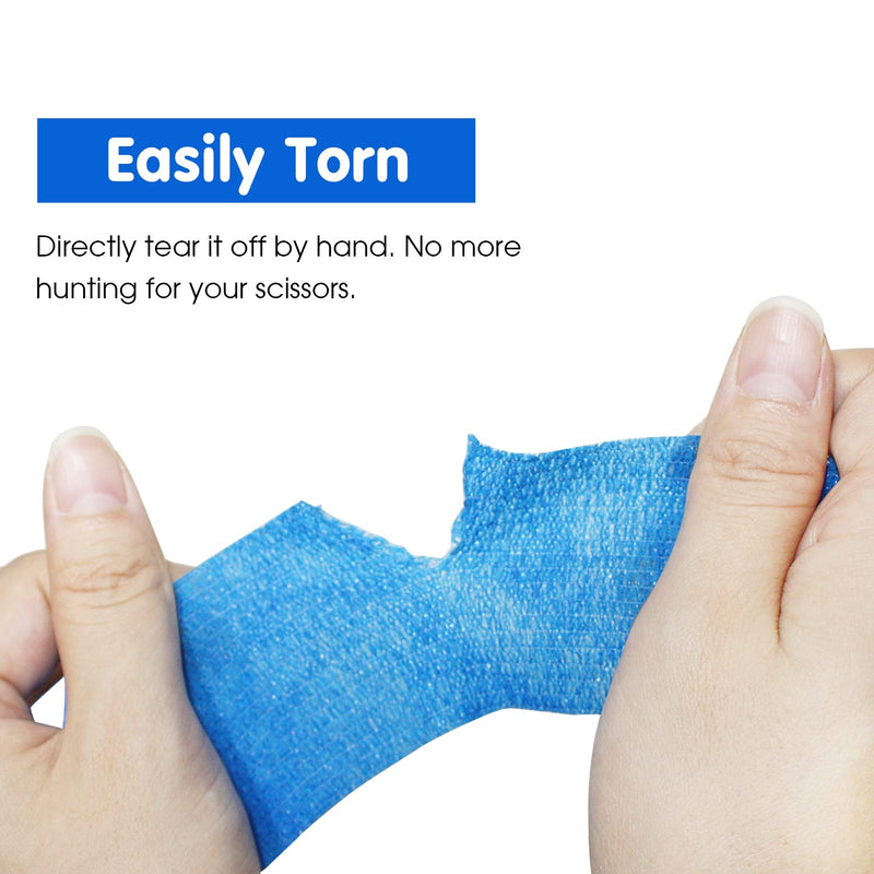 COMOmed self-adhesive bandage elastic bandage wrist bandage plaster roll dog bandages animal bandages blue 5 cm x 6 volumes 6 pieces (pack of 1) - NewNest Australia