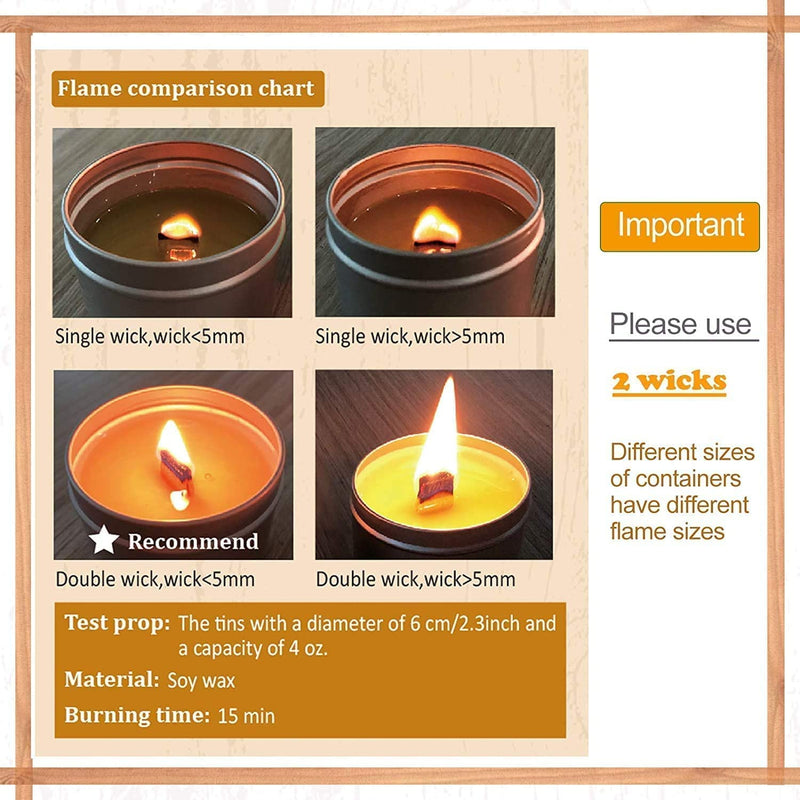 PXBBZDQ 200 PCS Wood Crackling Wicks,0.5 X5.9 Inch Natural Wooden Candle Wick/Smokeless Candle Wicks with Metal Base for DIY Candle Making,Quality Candle Making Supplies（100 Sets） - NewNest Australia