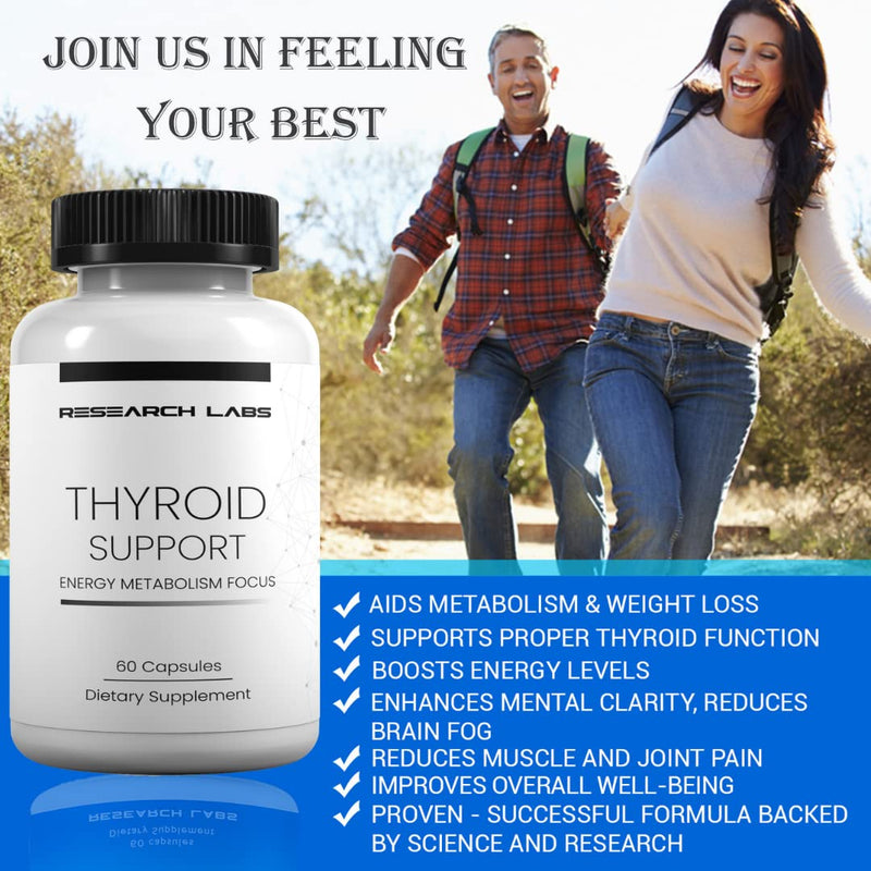 Research Labs Thyroid Support + Iodine Supplement - Energy, Metabolism, Focus (60 Capsules) - 2 Pack. New Label, Same Amazing Product! - NewNest Australia