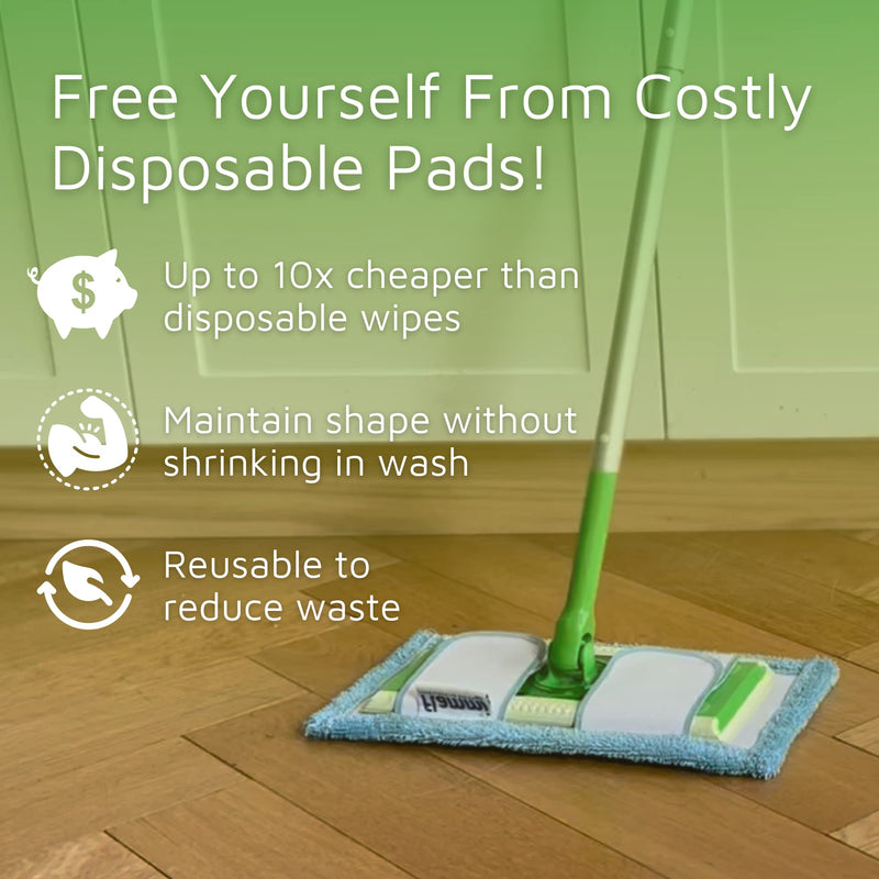 Reusable Microfiber Mop Pads for Swiffer Sweeper & All 10-12 Inch Flat Mop, Upgraded Wet Dry Cleaning Pads for All Hard-Floor, Reusable & Washable Sweeper Refills (2) 2 - NewNest Australia