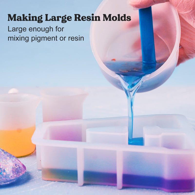 LET'S RESIN Large Silicone Measuring Cups, 600ml/20oz Resin Mixing Cups, 2Pcs 100ml Measuring Cups, Silicone Stir Sticks, Resin Mixing Kit for Epoxy Resin Mixing, Silicone Rubber, Jewelry Making - NewNest Australia