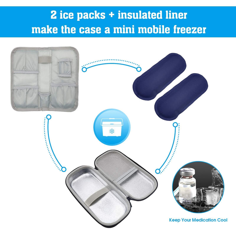 ProCase Insulin Cooler Bag Storage and Travel Packs for Diabetics Insulin Pen Medication Organizer Eva Bag with 2 Ice Packs - Black - NewNest Australia